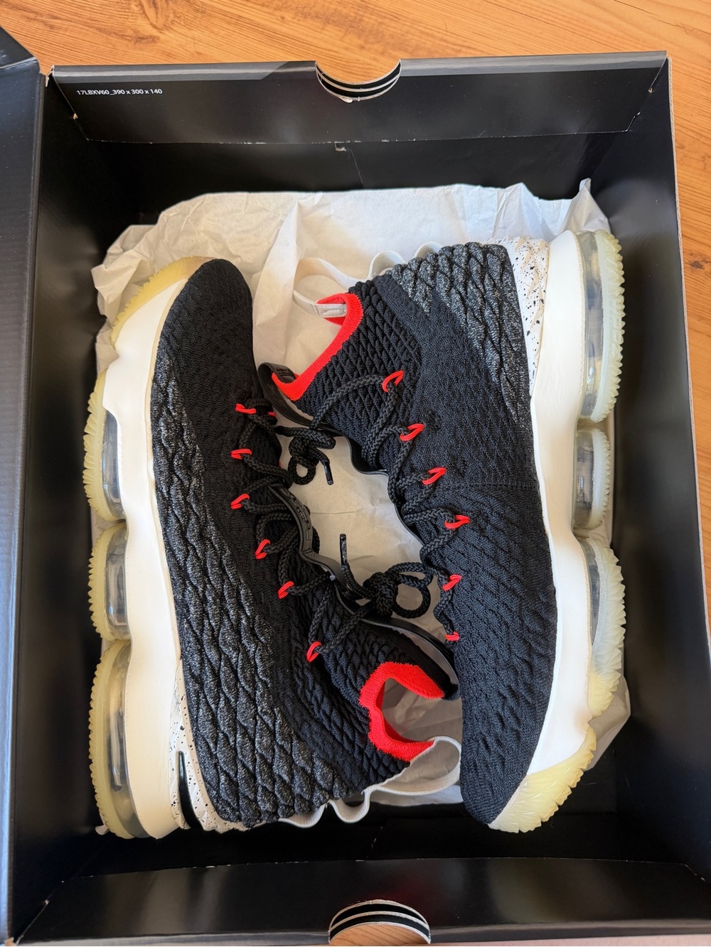Nike LeBron 15 High Top Basketball Sneakers Black/Sail Bright Crimson